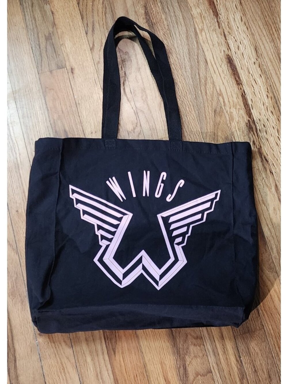 Wings Paul McCartney Story of a Band on the Run Tote Bag Black Pink